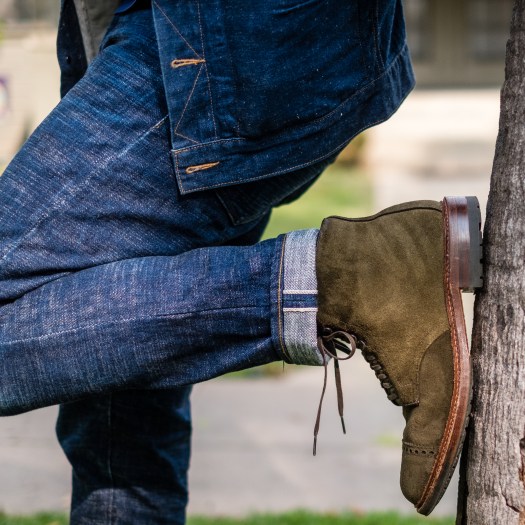 Horween's Reverse Hunting Green Chamois before applying Neatsfoot Oil